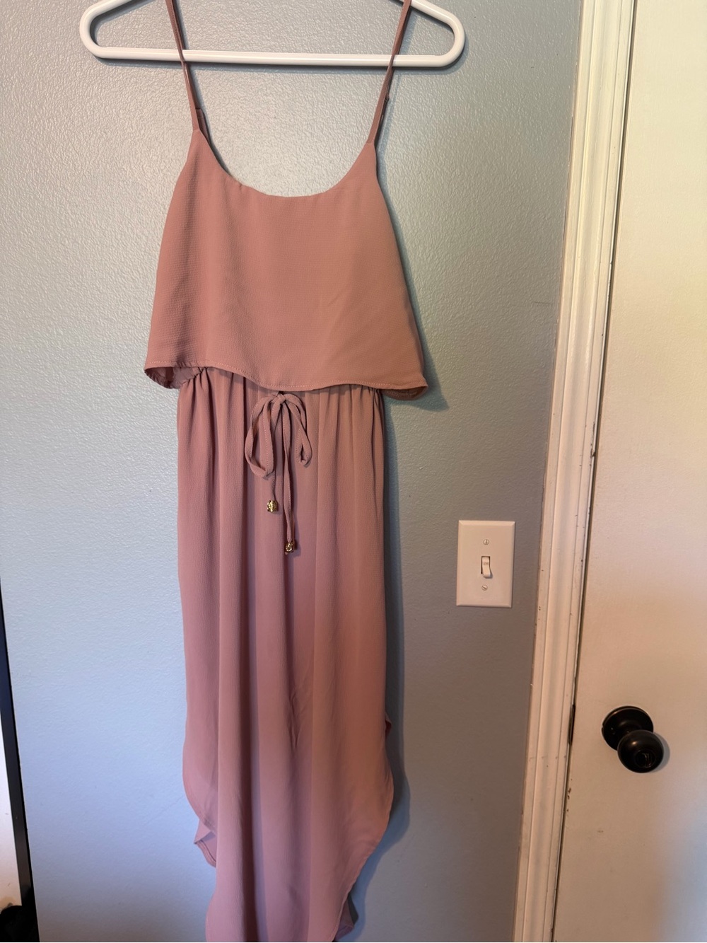Sleeveless Maxi Dress with Waist Tie in Dusty Mauve